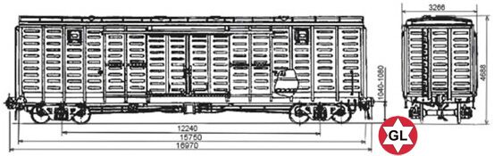 4хосный крытый вагон 11-260 gl