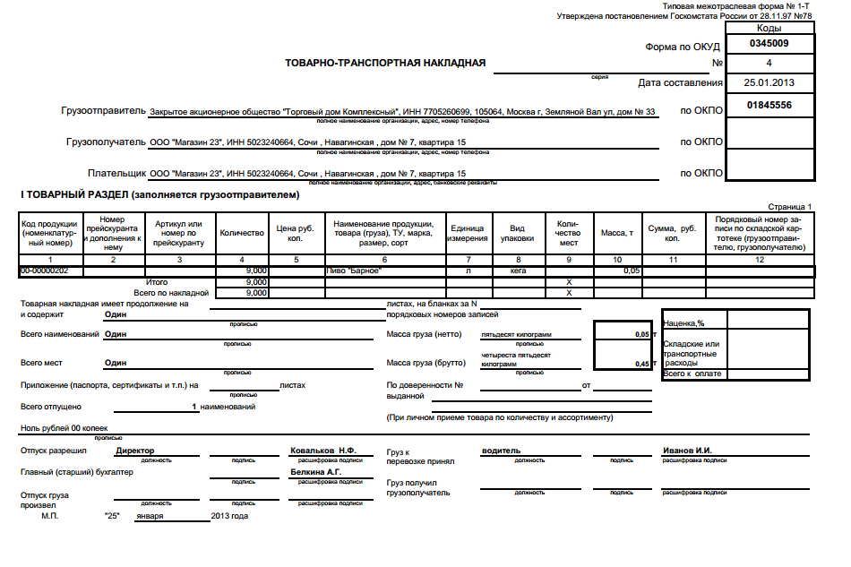 Ттн старого образца